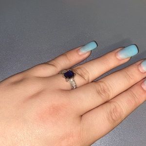 Blue and sliver ring